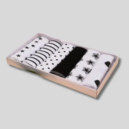 6 Pack of Black & White Baby Face Towels - Soft & Premium Quality | TheLittleZone